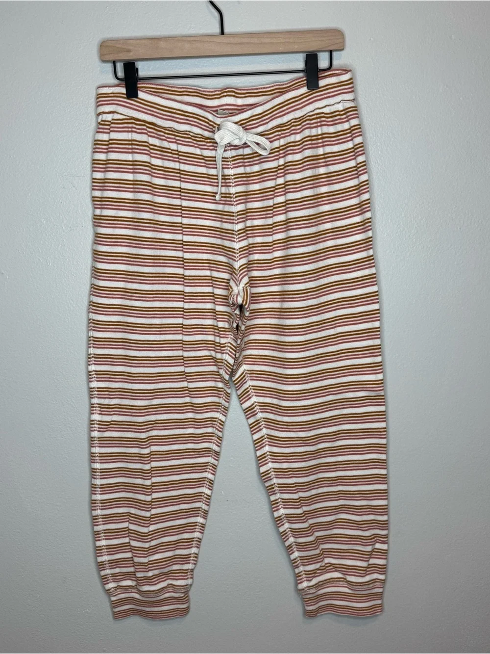 Madewell Knit Lounge Joggers Pink Striped Pajama Pants 100% Cotton